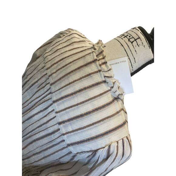 ULLA JOHNSON ROSALIND DRESS CREAM METALLIC RUFFLES RUCHED
SZ 12 OATMEAL CORE - Picture 16 of 16